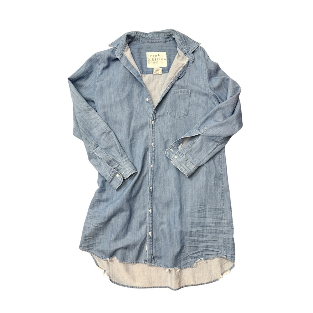 Frank & Eileen Shirt Dress Mary Denim Light Wash Blue Large - Picture 2 of 3
